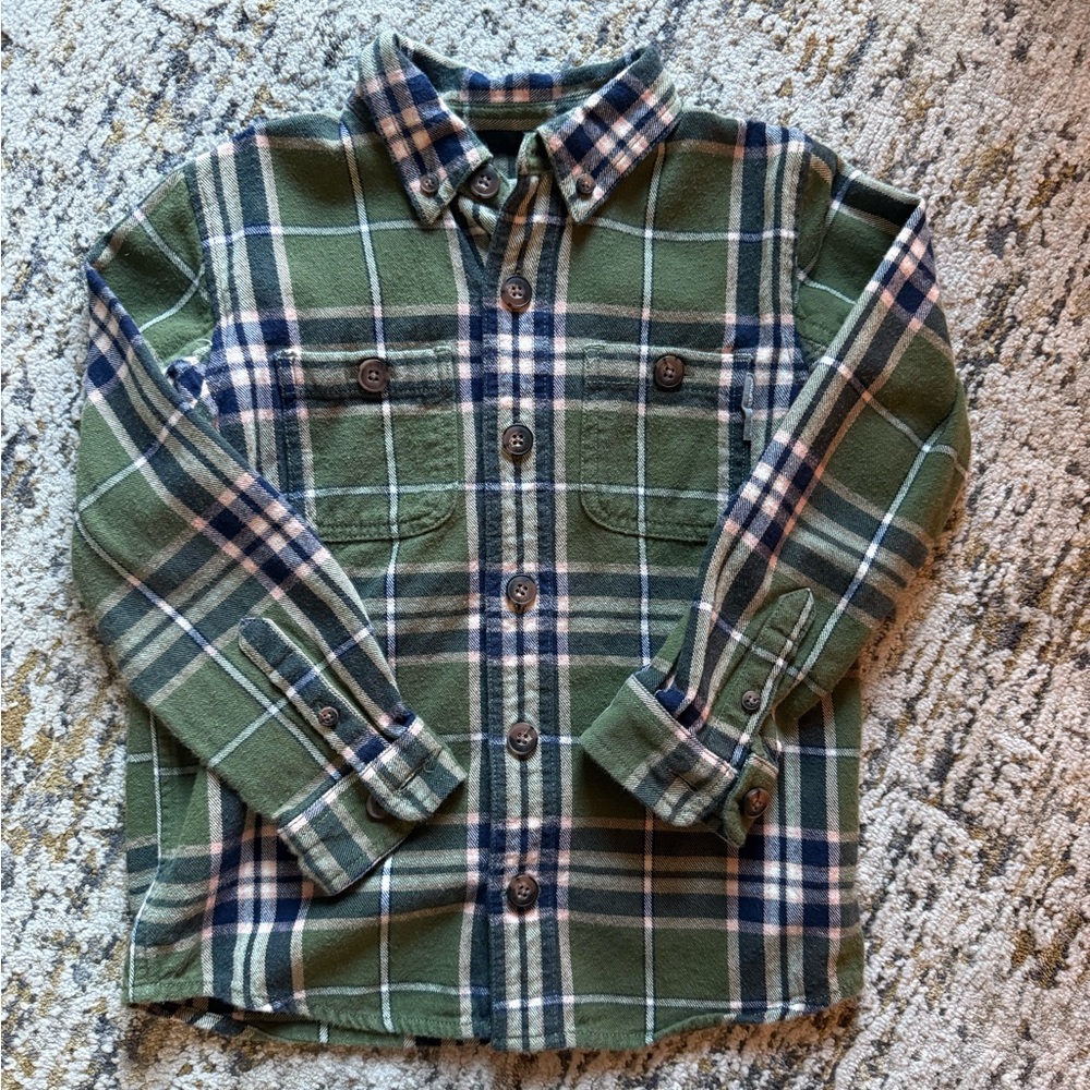 Duluth Trading Co Kids Green Flannel Shirt